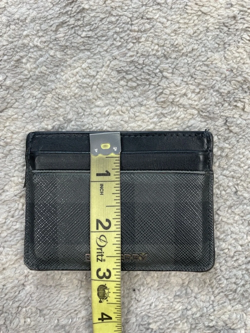 Burberry Sandon Check Leather Card Holder Case Charcoal